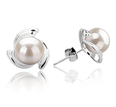8-9mm Água doce Conjunto de brincos em Eva Branco