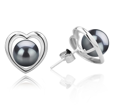 8-9mm taitiano Conjunto de brincos em Kimberly-Heart Preto