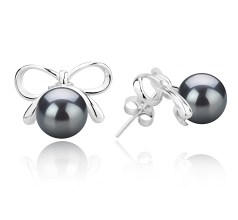 8-9mm taitiano Conjunto de brincos em Kayla Preto