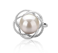 9-10mm Água doce Anel em Bobbie Branco