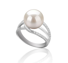 10-11mm Água doce Anel em Layana Branco