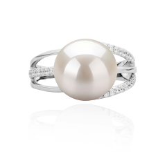 10-11mm Água doce Anel em Layana Branco