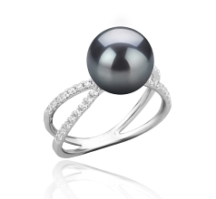 9-10mm taitiano Anel em Zana Preto