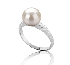 8-9mm Água doce Anel em Mada Branco