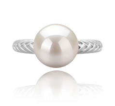 8-9mm Água doce Anel em Mada Branco