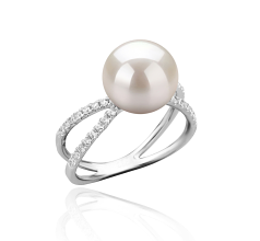 9-10mm Água doce Anel em Zana Branco
