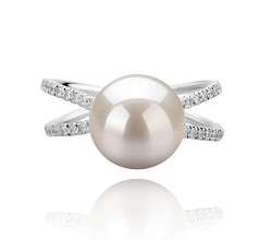 9-10mm Água doce Anel em Zana Branco