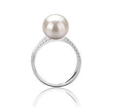 9-10mm Água doce Anel em Zana Branco