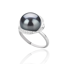 11-12mm Água doce Anel em Wendy Tingido de preto