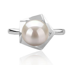 8-9mm Água doce Anel em Anais Branco