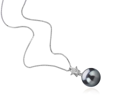 9-10mm taitiano Pingente em Estrela Preto