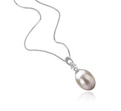 9-10mm Água doce Pingente em Bambie Branco