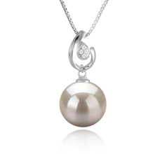 10-11mm Água doce Pingente em Femke Branco