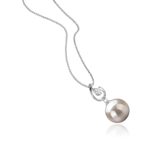 10-11mm Água doce Pingente em Femke Branco