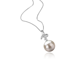 10-11mm Água doce Pingente em Maude Branco