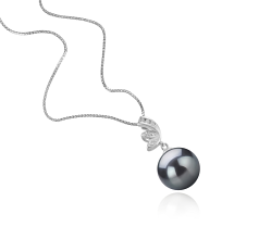 11-12mm taitiano Pingente em Apenas Justine Preto