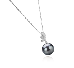 11-12mm taitiano Pingente em Apenas Justine Preto