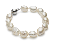 10-11mm Água doce Pulseira em Queda Barroca Branco