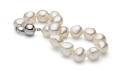 10-11mm Água doce Pulseira em Queda Barroca Branco