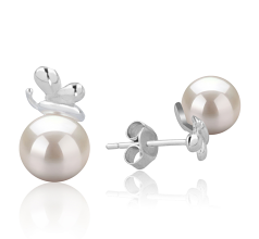7-8mm Akoya japonesa Conjunto de brincos em Marsha Branco
