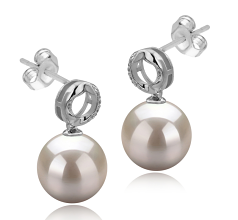 9-10mm Água doce Conjunto de brincos em Shellry Branco