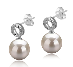 9-10mm Água doce Conjunto de brincos em Shellry Branco