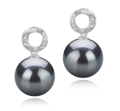 9-10mm taitiano Conjunto de brincos em Shellry Preto