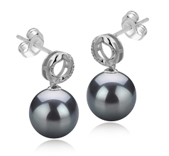 9-10mm taitiano Conjunto de brincos em Shellry Preto