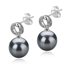 9-10mm taitiano Conjunto de brincos em Shellry Preto