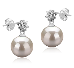 8-9mm Água doce Conjunto de brincos em Wilma Branco
