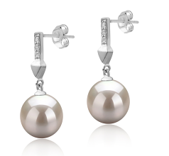 9-10mm Água doce Conjunto de brincos em Erma Branco