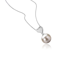 9-10mm Água doce Pingente em Coração Taima Branco