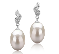 9-10mm Água doce Conjunto de brincos em Débora Branco
