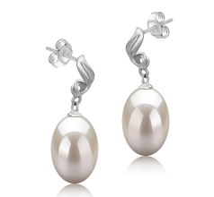 9-10mm Água doce Conjunto de brincos em Débora Branco