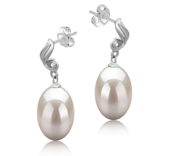 9-10mm Água doce Conjunto de brincos em Débora Branco