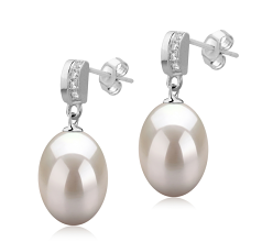 9-10mm Água doce Conjunto de brincos em Karley Branco
