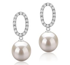 9-10mm Água doce Conjunto de brincos em Sabrina Branco