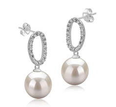 9-10mm Água doce Conjunto de brincos em Sabrina Branco