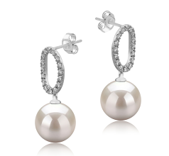9-10mm Água doce Conjunto de brincos em Sabrina Branco