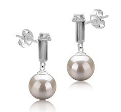 8-9mm Água doce Conjunto de brincos em Aoife Branco