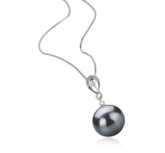 10-11mm taitiano Pingente em Lena Preto