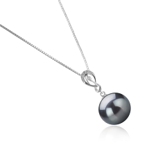 10-11mm taitiano Pingente em Lena Preto