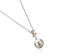 9-10mm Água doce Pingente em Belva Branco