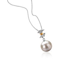 9-10mm Água doce Pingente em Belva Branco