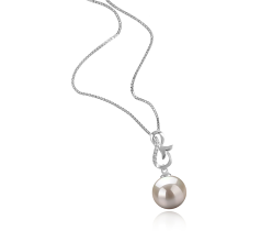 9-10mm Água doce Pingente em Castanho Branco