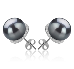 10-11mm taitiano Conjunto de brincos em Tammy Preto