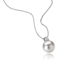 9-10mm Água doce Pingente em Eternidade Branco