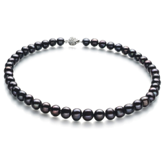 10-11mm Água doce Colar em Preto