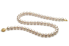 7-8mm Água doce Colar em Branco
