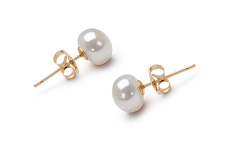 6-7mm Água doce Conjunto de brincos em Branco